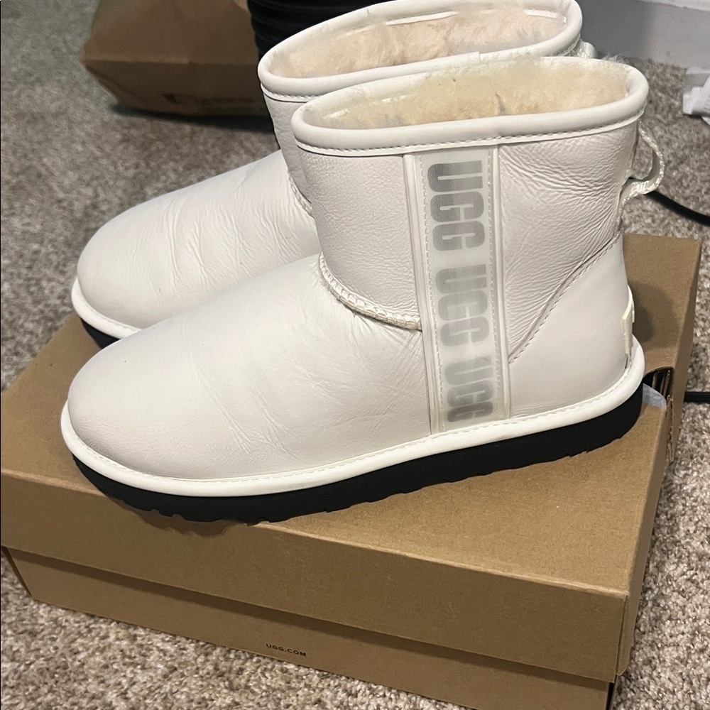 UGG White Leather Boots